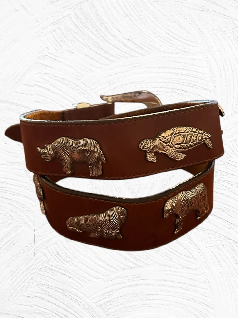 Vintage Honest Leather & Brass Safari Animal Belt
